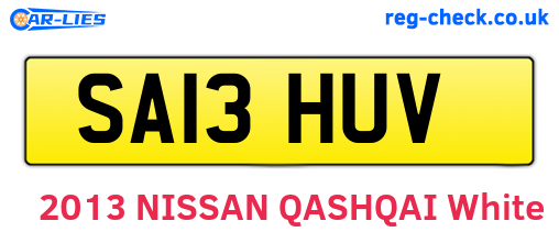 SA13HUV are the vehicle registration plates.