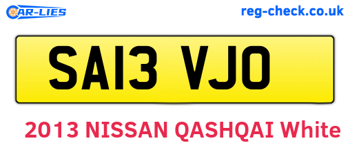 SA13VJO are the vehicle registration plates.