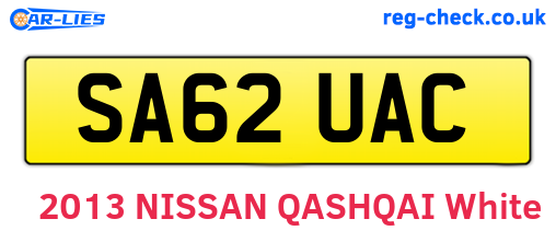 SA62UAC are the vehicle registration plates.