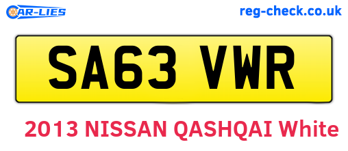 SA63VWR are the vehicle registration plates.