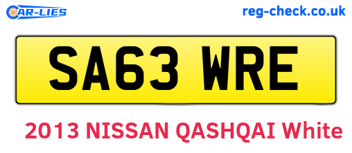 SA63WRE are the vehicle registration plates.