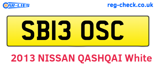 SB13OSC are the vehicle registration plates.
