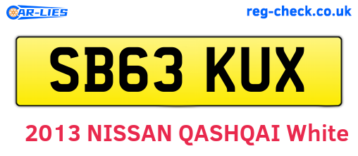 SB63KUX are the vehicle registration plates.