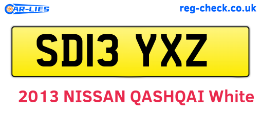 SD13YXZ are the vehicle registration plates.