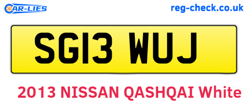 SG13WUJ are the vehicle registration plates.