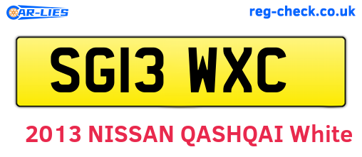 SG13WXC are the vehicle registration plates.