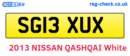 SG13XUX are the vehicle registration plates.
