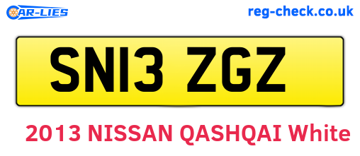 SN13ZGZ are the vehicle registration plates.