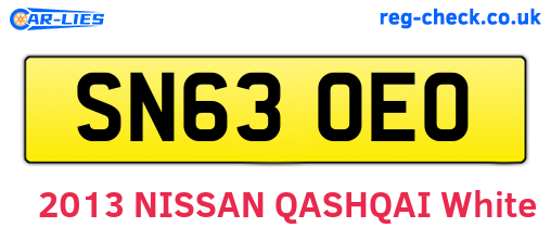SN63OEO are the vehicle registration plates.