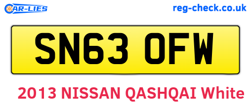 SN63OFW are the vehicle registration plates.