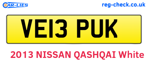 VE13PUK are the vehicle registration plates.