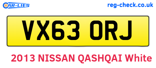 VX63ORJ are the vehicle registration plates.