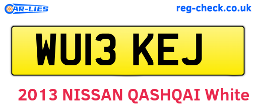 WU13KEJ are the vehicle registration plates.