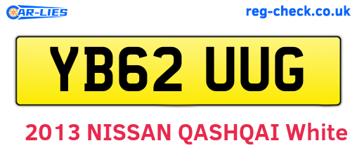 YB62UUG are the vehicle registration plates.