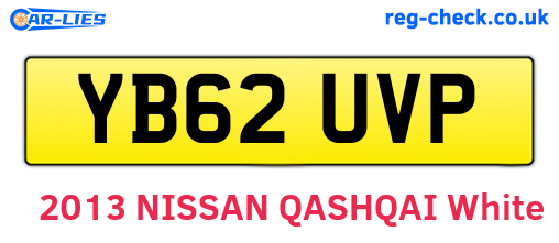 YB62UVP are the vehicle registration plates.