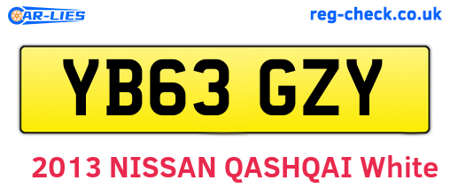 YB63GZY are the vehicle registration plates.