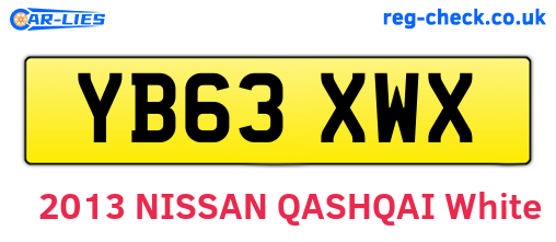 YB63XWX are the vehicle registration plates.