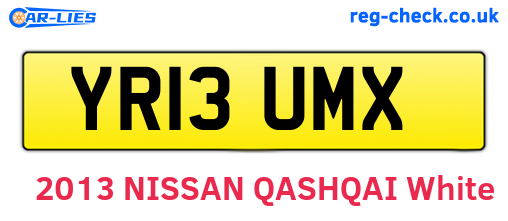 YR13UMX are the vehicle registration plates.