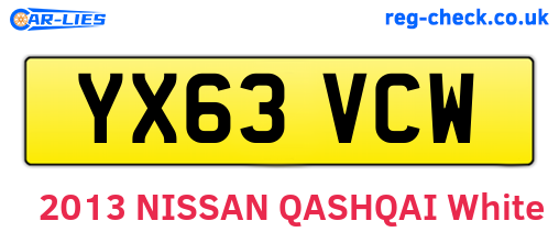 YX63VCW are the vehicle registration plates.