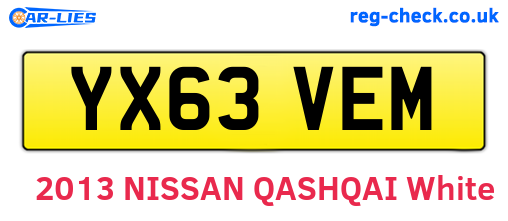 YX63VEM are the vehicle registration plates.