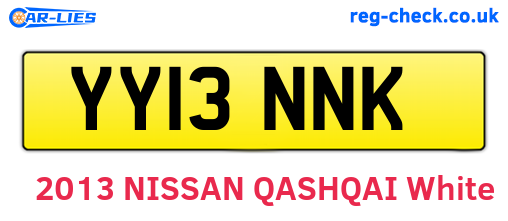 YY13NNK are the vehicle registration plates.