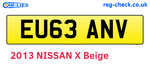 EU63ANV are the vehicle registration plates.