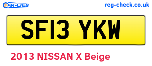 SF13YKW are the vehicle registration plates.