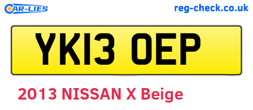 YK13OEP are the vehicle registration plates.