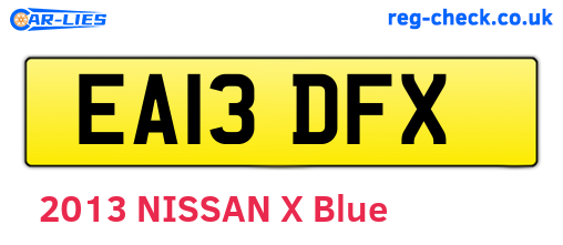 EA13DFX are the vehicle registration plates.