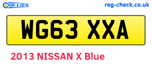 WG63XXA are the vehicle registration plates.