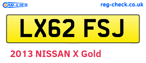 LX62FSJ are the vehicle registration plates.