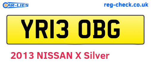 YR13OBG are the vehicle registration plates.