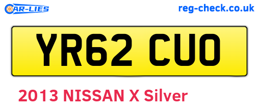 YR62CUO are the vehicle registration plates.