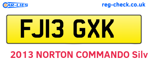 FJ13GXK are the vehicle registration plates.