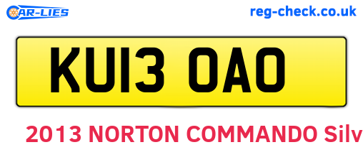 KU13OAO are the vehicle registration plates.