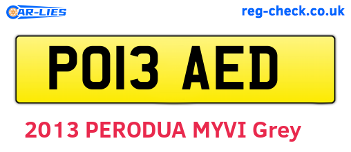 PO13AED are the vehicle registration plates.