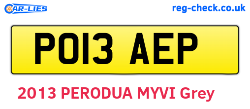 PO13AEP are the vehicle registration plates.