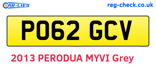 PO62GCV are the vehicle registration plates.