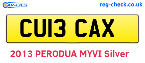 CU13CAX are the vehicle registration plates.