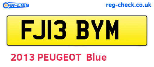 FJ13BYM are the vehicle registration plates.