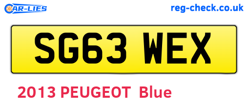 SG63WEX are the vehicle registration plates.