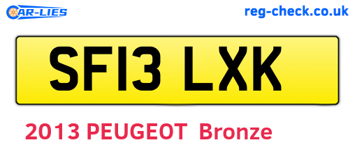 SF13LXK are the vehicle registration plates.