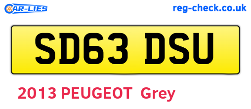 SD63DSU are the vehicle registration plates.