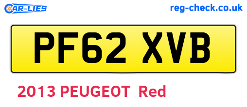 PF62XVB are the vehicle registration plates.