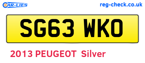 SG63WKO are the vehicle registration plates.