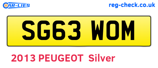 SG63WOM are the vehicle registration plates.