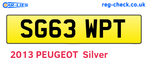 SG63WPT are the vehicle registration plates.