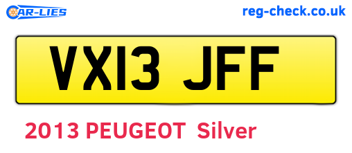 VX13JFF are the vehicle registration plates.