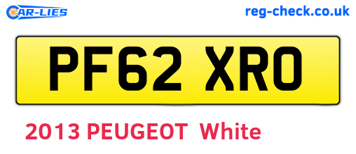 PF62XRO are the vehicle registration plates.