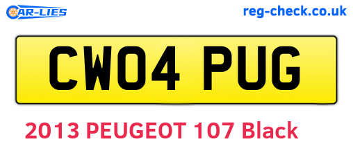 CW04PUG are the vehicle registration plates.